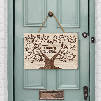 Custom Family Tree Wood Sign personalization view for Mom