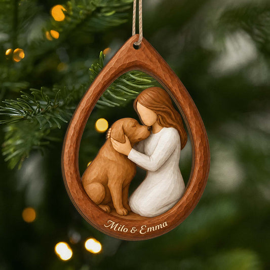 Personalized Pet Lover Wooden Ornament - Custom Keepsake Gift for Dog & Cat Moms