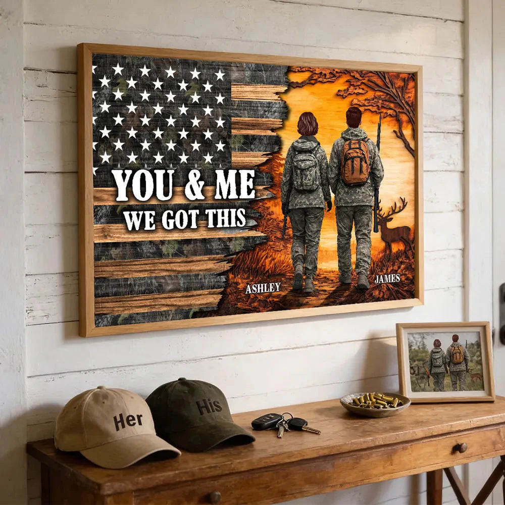 Custom Hunting Couple Canvas for Wife with personalized design details for meaningful gifting image 6