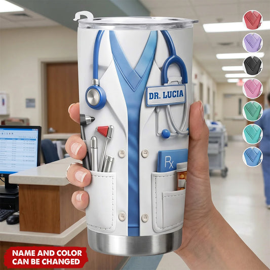 Custom Doctor Uniform Personalized Tumbler - Cute Scrubs Stethoscope Gift for Medical Professionals