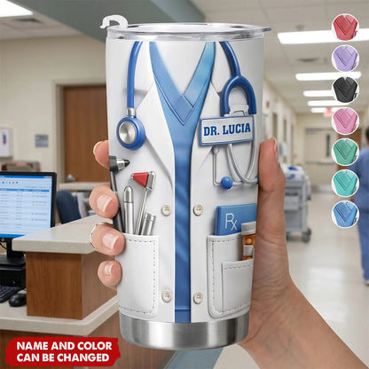 Custom Doctor Uniform Personalized Tumbler - Cute Scrubs Stethoscope Gift for Medical Professionals