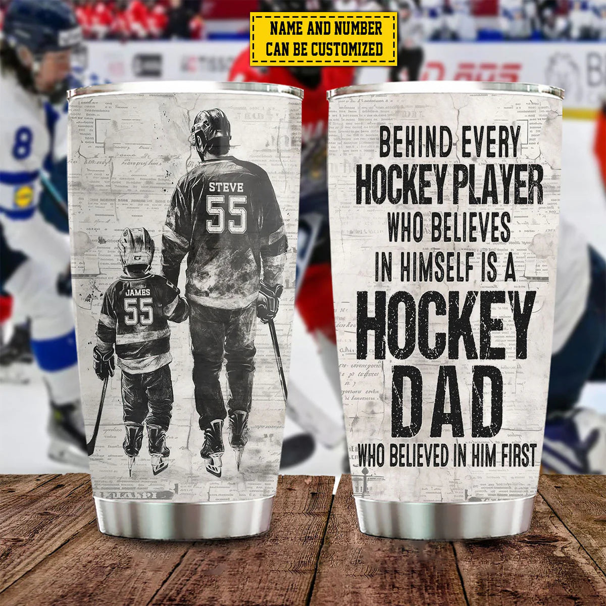 Personalized Hockey Dad Tumbler personalization view for Dad