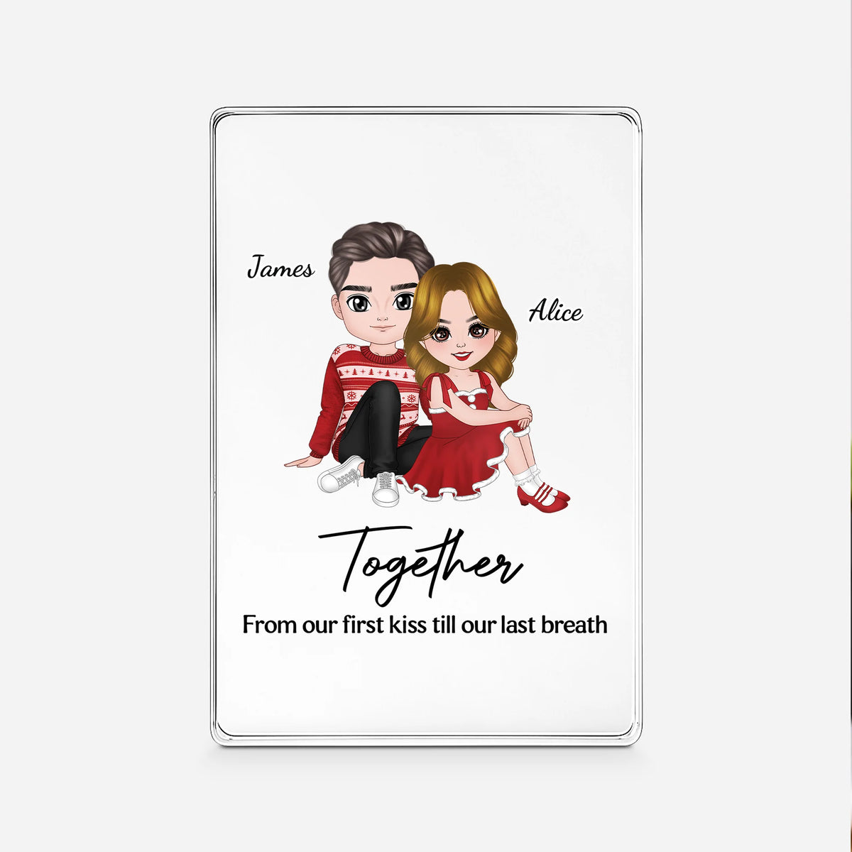Together From Our First Kiss Till Our Last Breath - Personalized Acrylic Plaque for Couples
