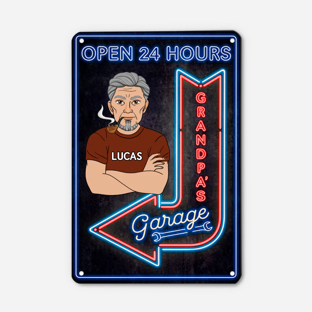 Personalized Dad's Garage Metal Sign personalization view for Dad