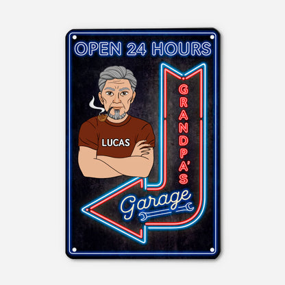 Personalized Dad's Garage Metal Sign personalization view for Dad