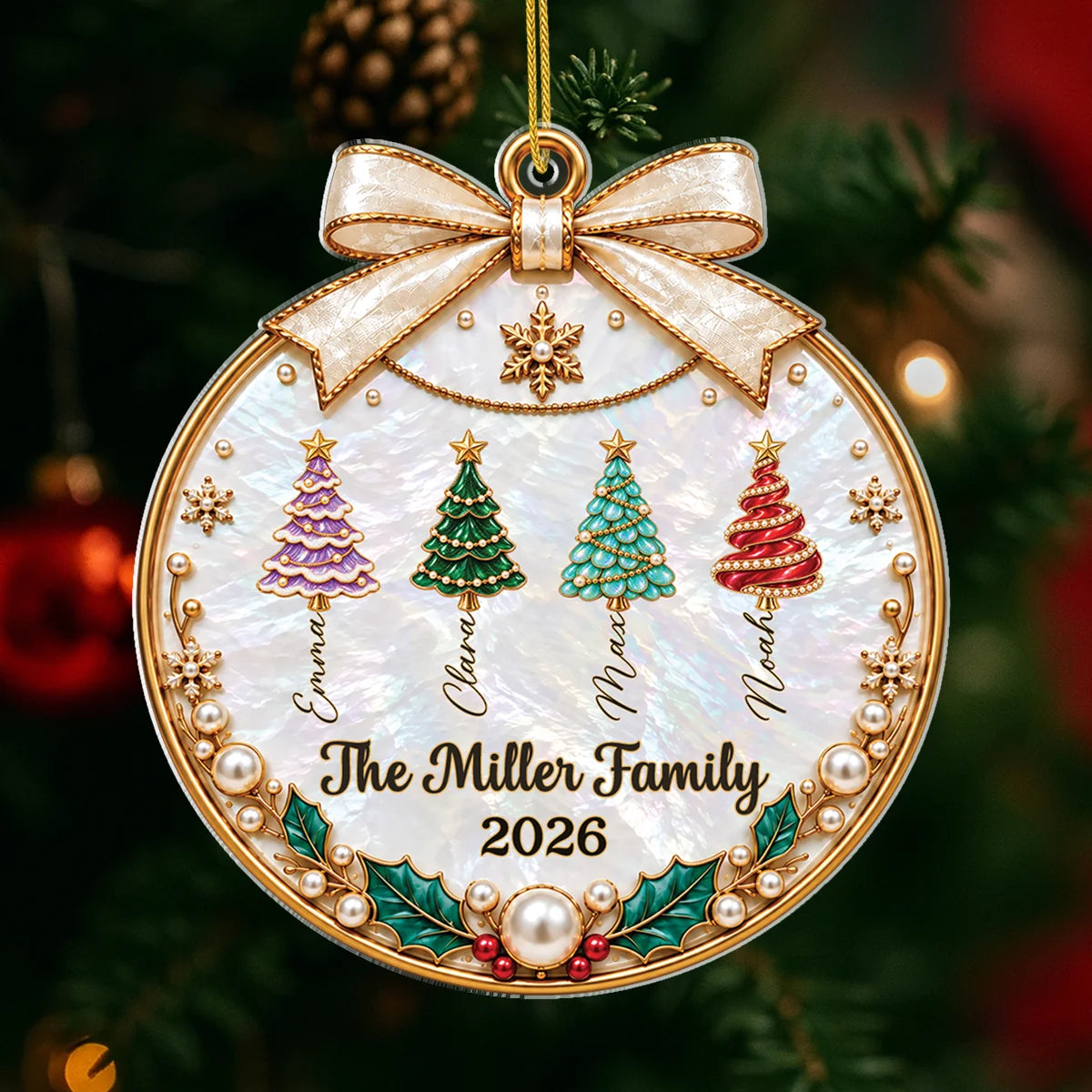 Custom Family Tree Names Personalized Acrylic Ornament - Family Christmas Keepsake