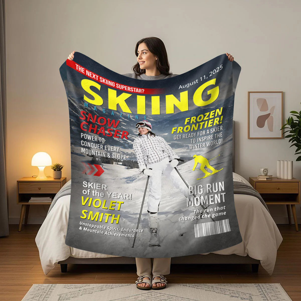 Personalized Skiing Blanket personalization view for Family
