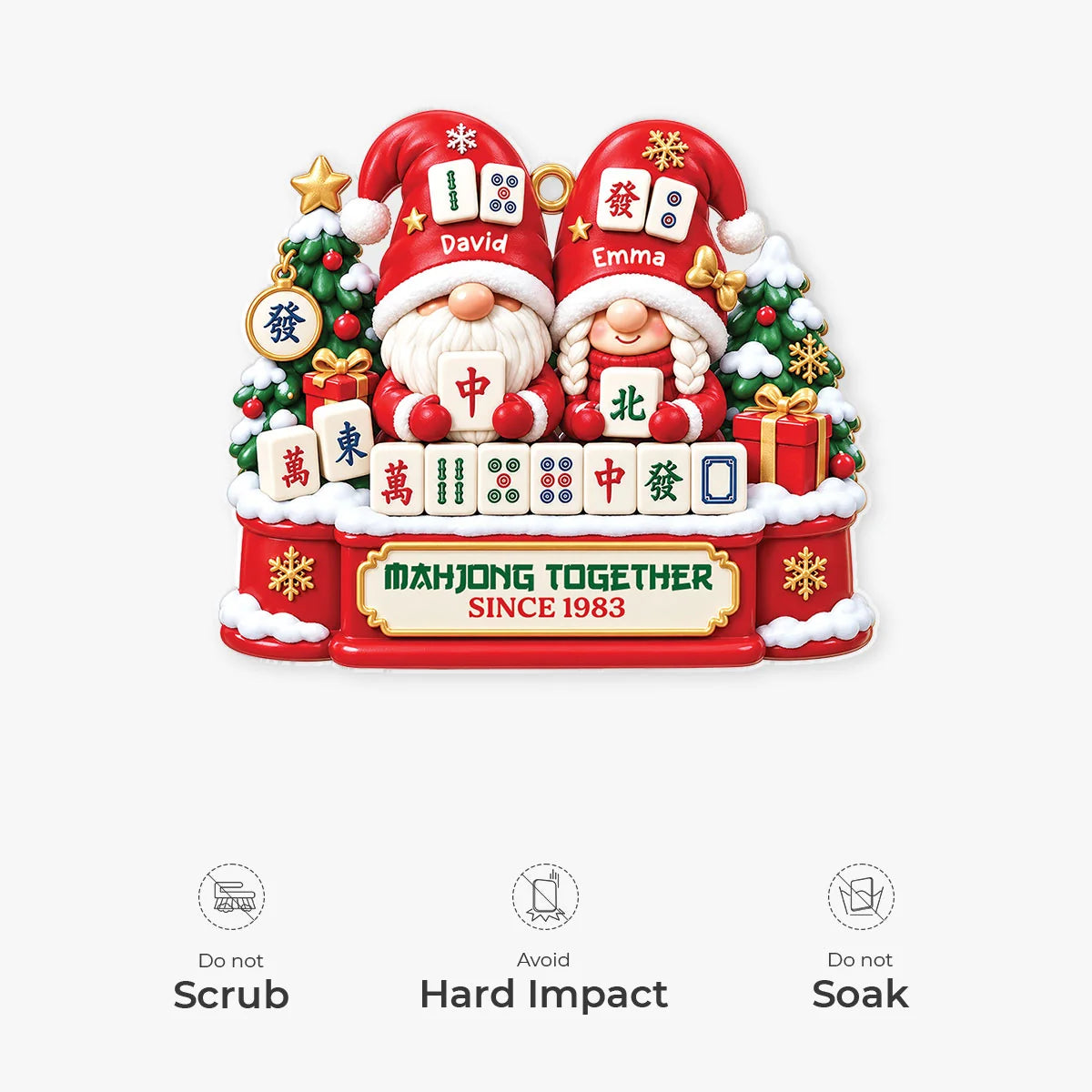 Mahjong Together Since Personalized Couples Acrylic Ornament - Custom Keepsake Christmas Gift
