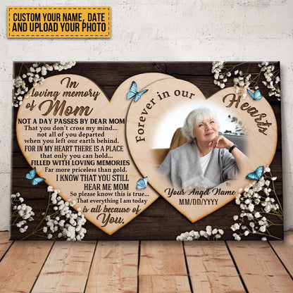 "In Loving Memory of Mom" Personalized Canvas / Poster - Custom Memorial Photo Wall Art Gift