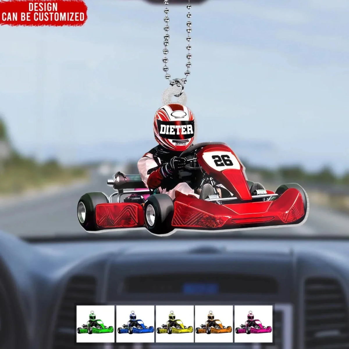 Go Kart Racing Driver Personalized Acrylic Ornament - Custom Christmas Gift Keepsake for Son Dad Racer