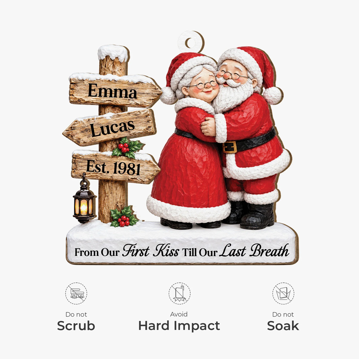 "From Our First Kiss Till Our Last Breath" Personalized Couple Ornament - Custom Christmas Keepsake Gift