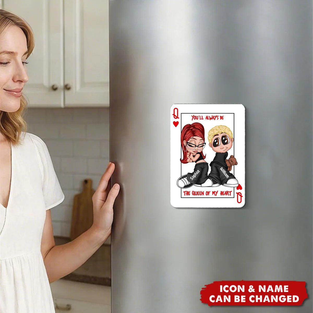 King Of My Heart Y2K Playing Card Personalized Couple Fridge Magnet - Anniversary Gift for Boyfriend Girlfriend