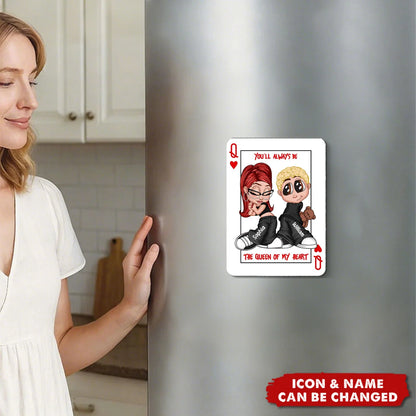 King Of My Heart Y2K Playing Card Personalized Couple Fridge Magnet - Anniversary Gift for Boyfriend Girlfriend