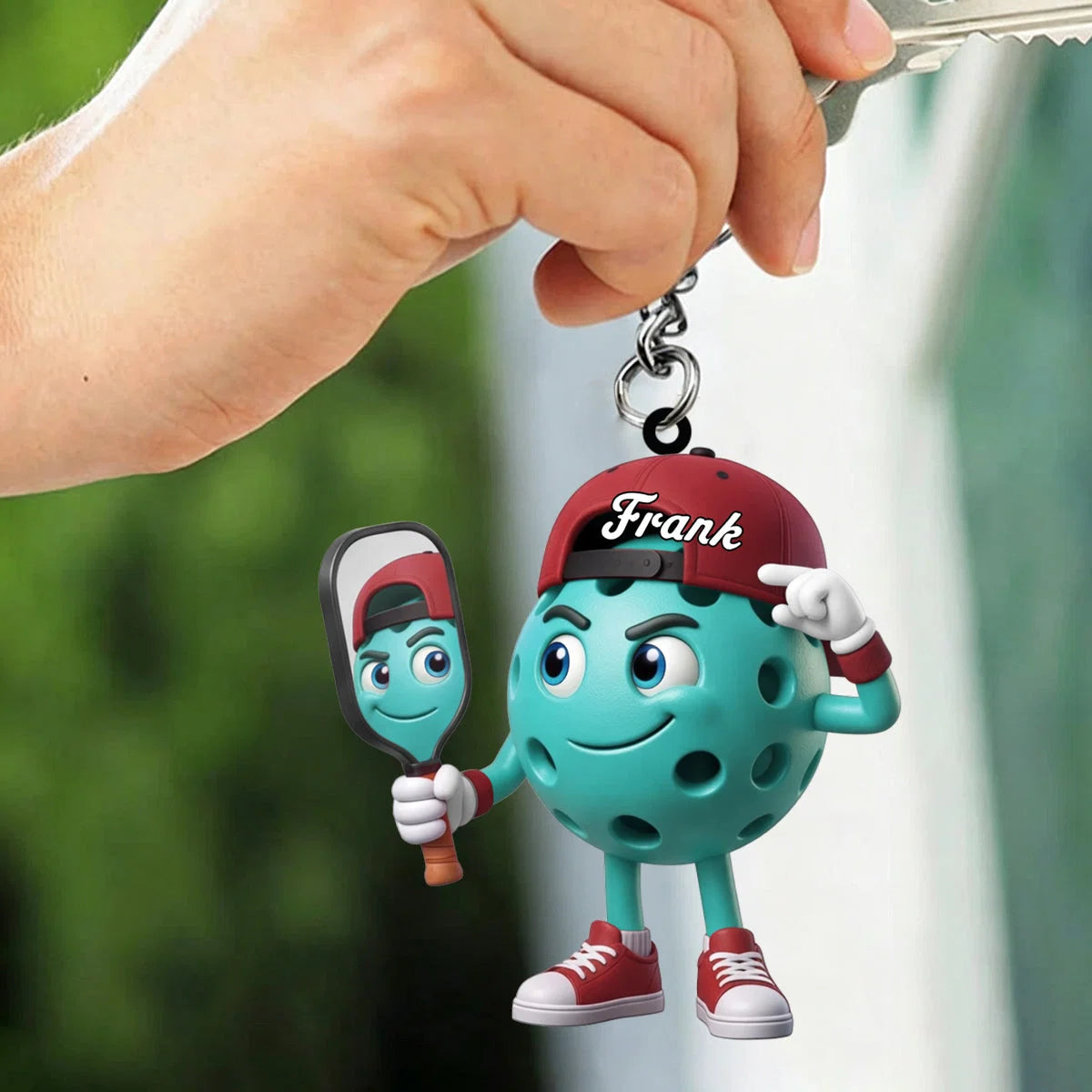 Self-Admiring Mascot Personalized Pickleball Keychain - Custom Name Gift for Players