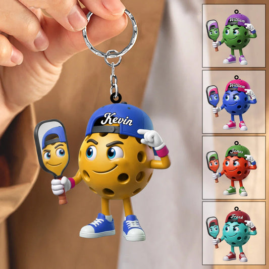 Self-Admiring Mascot Personalized Pickleball Keychain - Custom Name Gift for Players