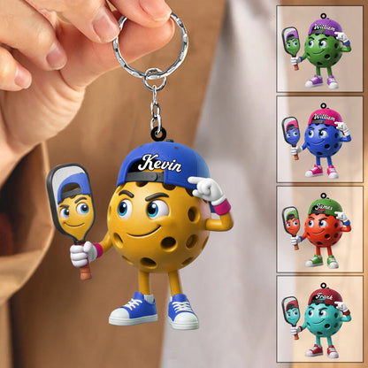 Self-Admiring Mascot Personalized Pickleball Keychain - Custom Name Gift for Players