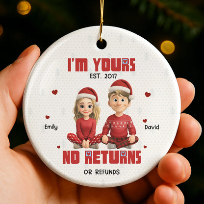 I'm Yours No Returns Or Refunds, Couple With Christmas Hats
