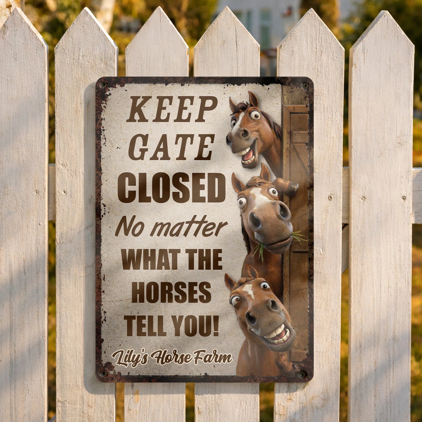 Personalized Horse Farm Metal Sign personalization view for Dad