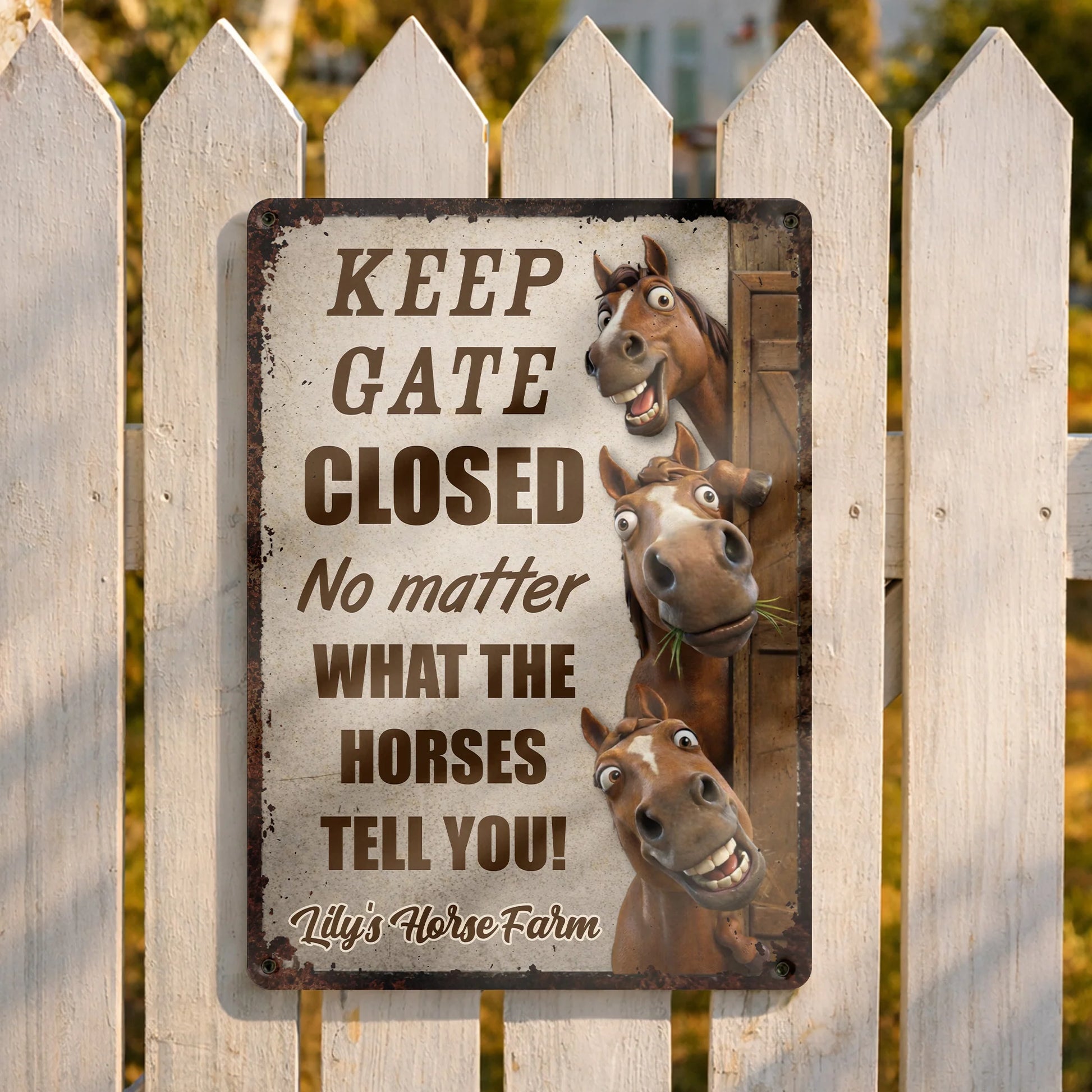 Personalized Horse Farm Metal Sign personalization view for Dad