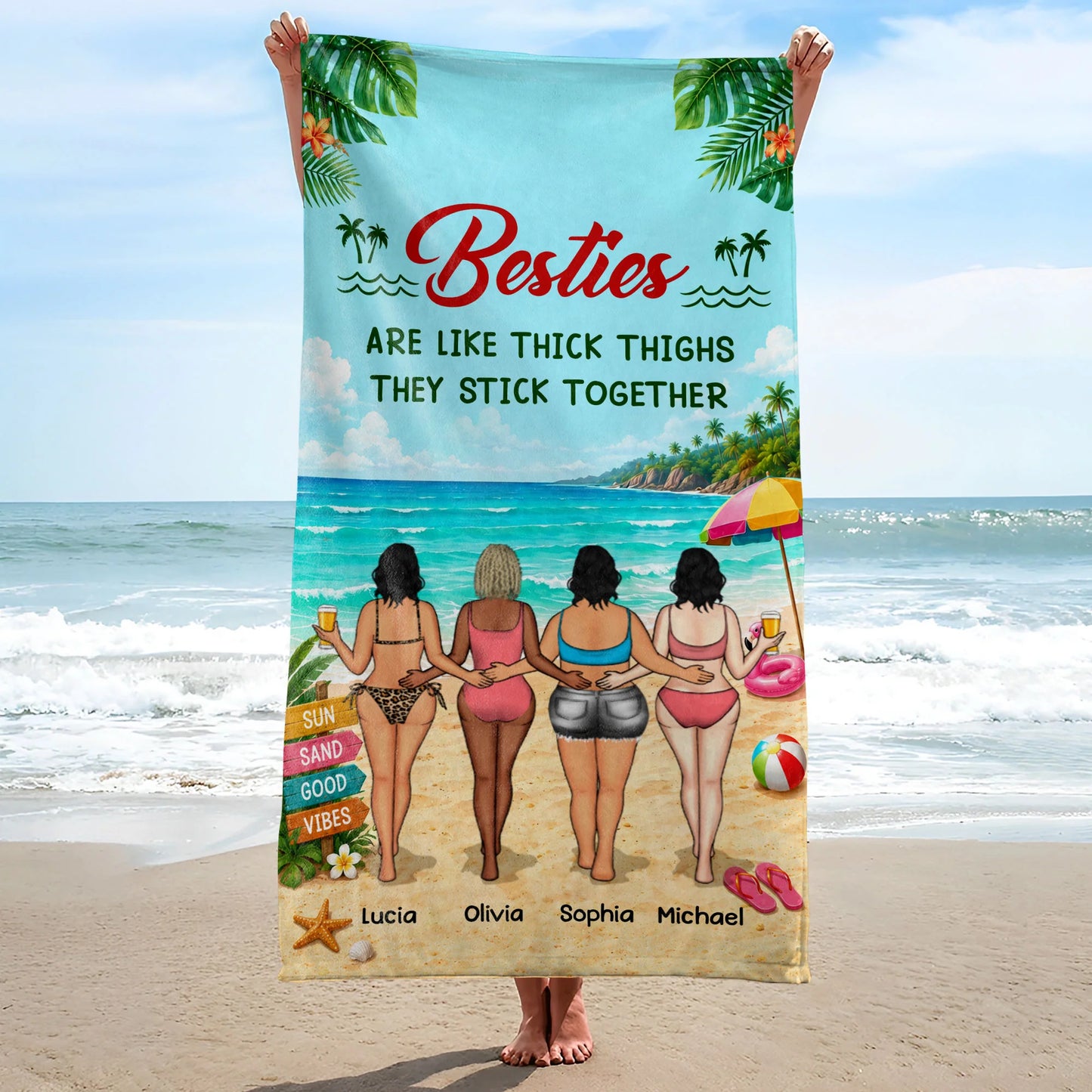 Custom Best Friends Beach Towel for Best Friends with personalized design details for meaningful gifting
