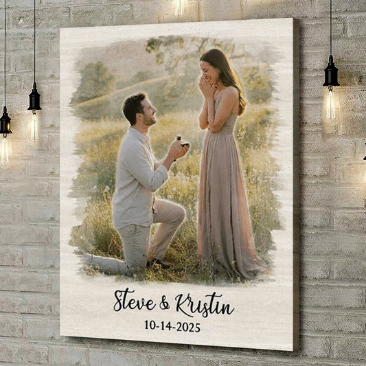 Custom Couple Proposal Photo Canvas / Poster - Personalized Engagement Keepsake Gift for Couples