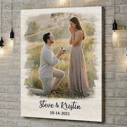 Custom Couple Proposal Photo Canvas / Poster - Personalized Engagement Keepsake Gift for Couples