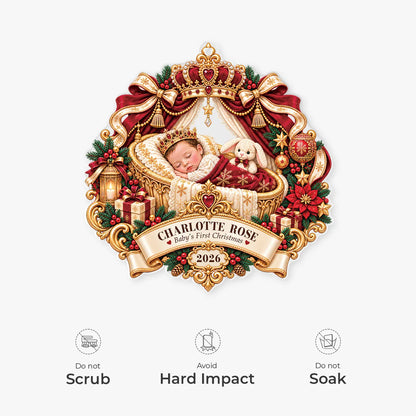 Baby's First Christmas Royal Cradle - Personalized Acrylic Ornament for Newborn Keepsake