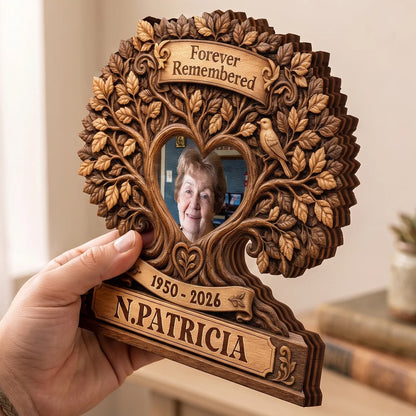 Forever Remembered Custom Photo Wooden Block - Personalized Memorial Sympathy Gift
