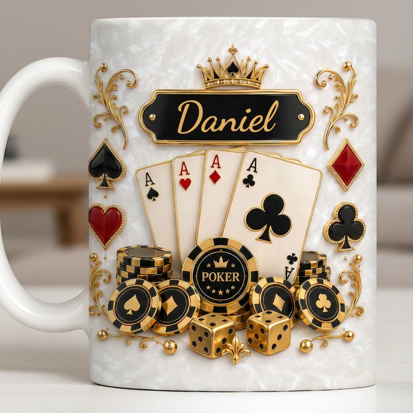 Personalized Poker King Mug for Dad with personalized design details for meaningful gifting image 10