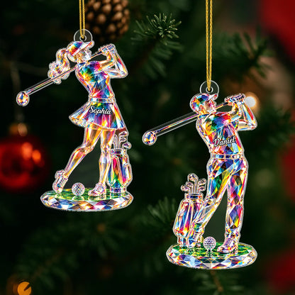 Custom Name Golfer Acrylic Ornament - Personalized Golf Player Christmas Tree Gift