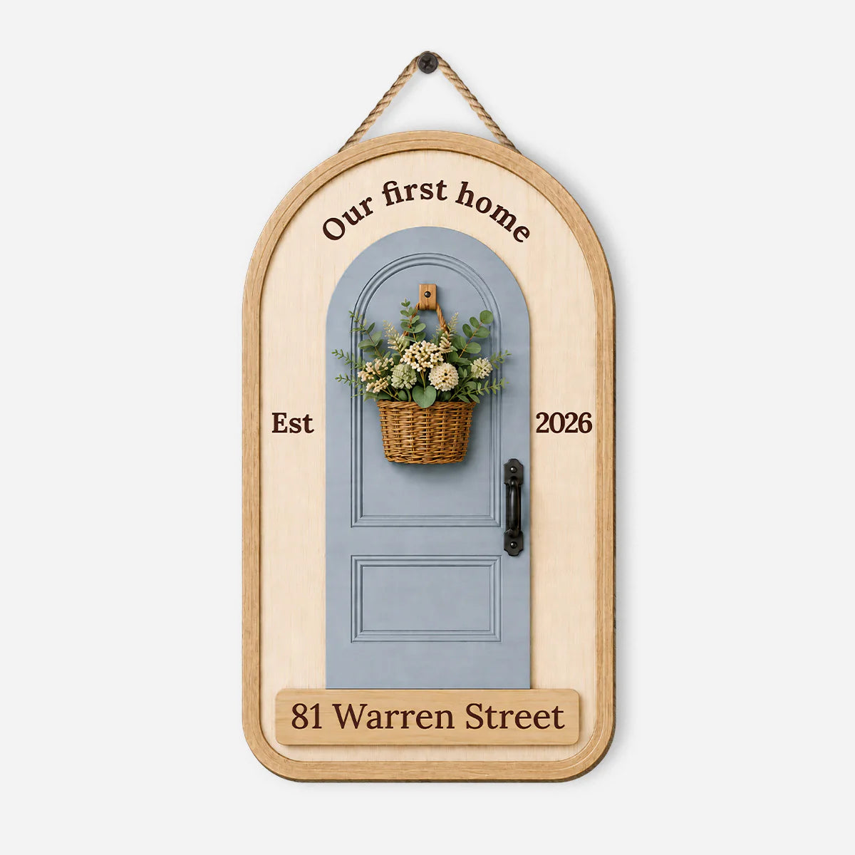 Personalized New Home Wood Sign for Couples with personalized design details for meaningful gifting