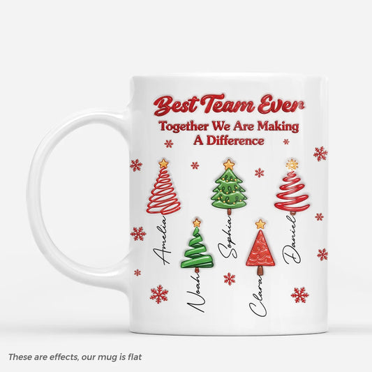 Best Team Ever Personalized Mug - Custom Christmas Tree Coffee Cup for Coworkers, Team & Boss
