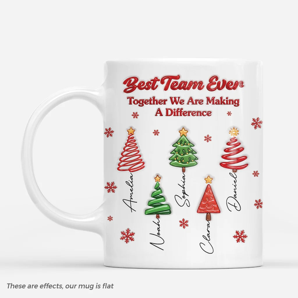 Best Team Ever Personalized Mug - Custom Christmas Tree Coffee Cup for Coworkers, Team & Boss