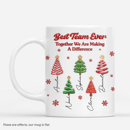 Best Team Ever Personalized Mug - Custom Christmas Tree Coffee Cup for Coworkers, Team & Boss