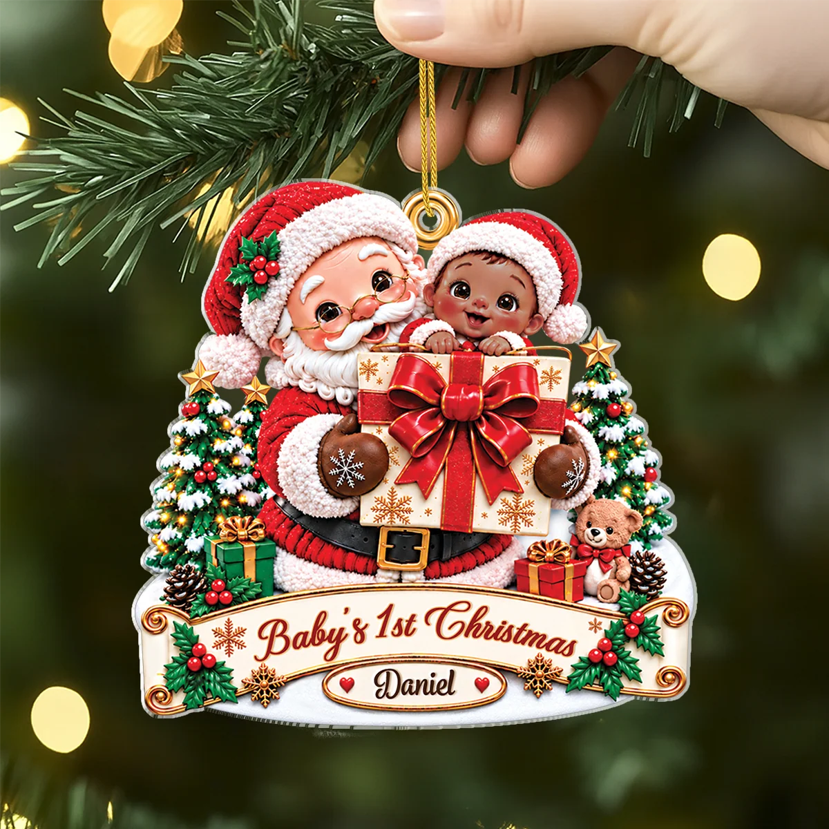 Baby's 1st Christmas Personalized Acrylic Ornament - Keepsake Holiday Gift for Newborn