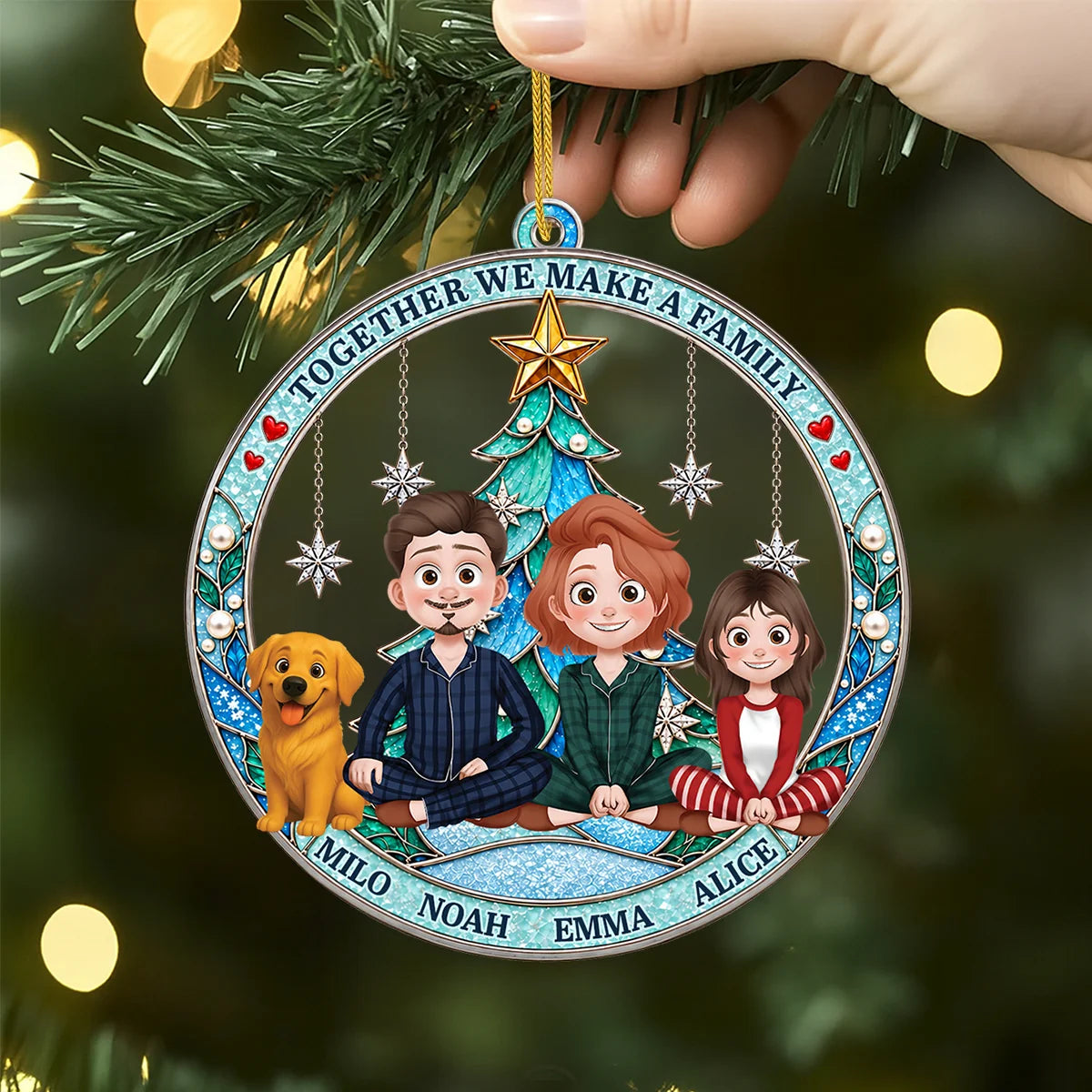 "Together We Make a Family" Custom Family Christmas Ornament - Personalized Family Acrylic Ornament Gift