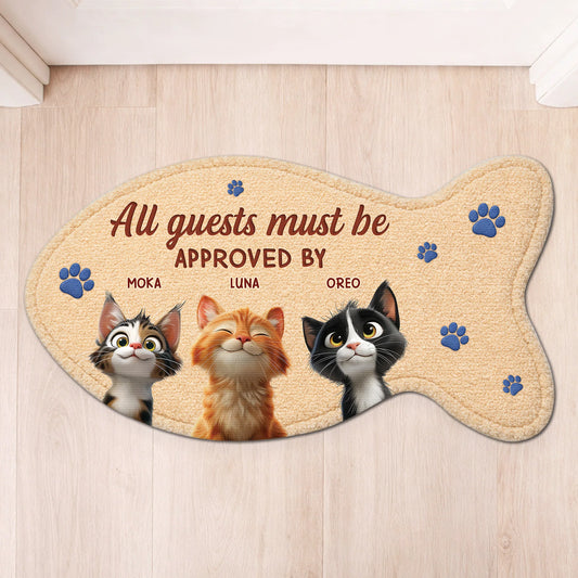 "All Guests Must Be Approved By The Cat" - Custom Shaped Doormat for Cat Lovers