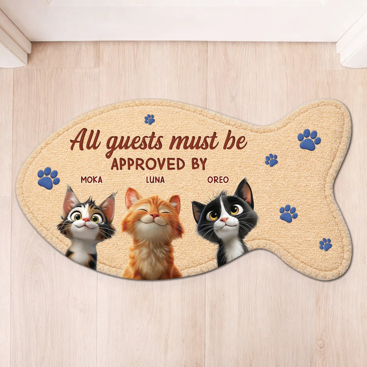 "All Guests Must Be Approved By The Cat" - Custom Shaped Doormat for Cat Lovers