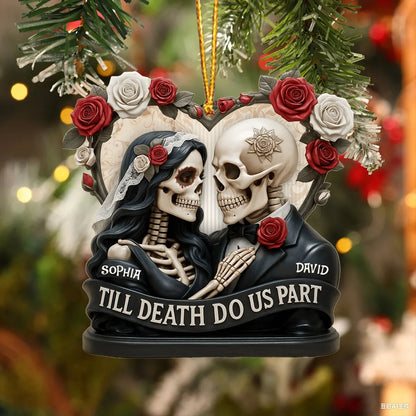 "Till Death Do Us Part" Personalized Wooden Ornament - Anniversary Gift for Couples