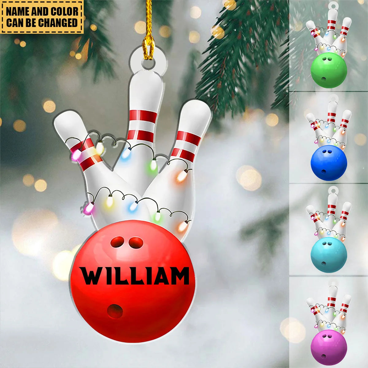 Custom Name Bowling Acrylic Ornament - Personalized Sports Christmas Keepsake Gift for Bowler
