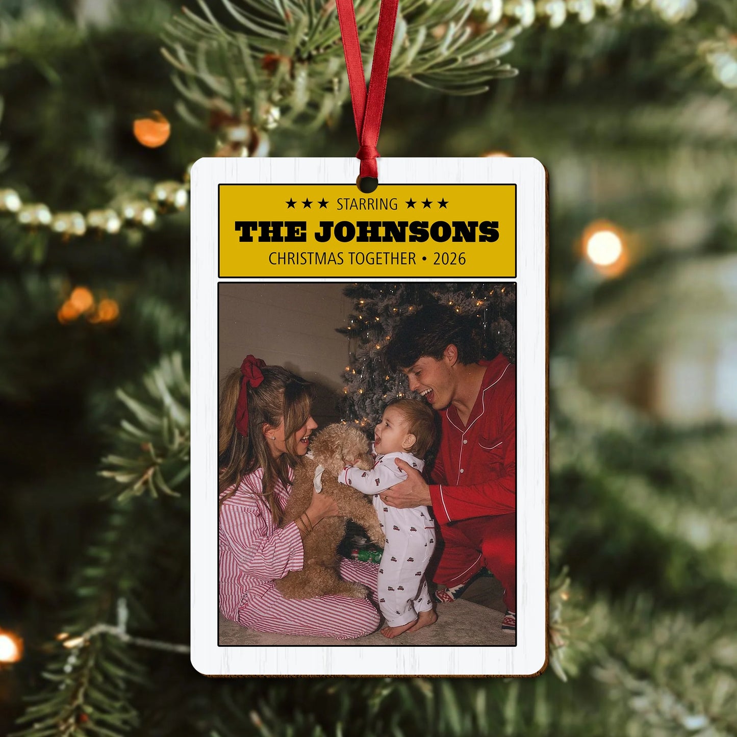 Christmas Together 2026 Personalized Family Photo Wood Ornament - Custom Holiday Keepsake Gift
