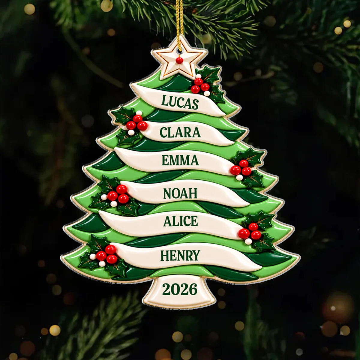 Christmas Tree Personalized Acrylic Ornament - Custom Holiday Keepsake Decor for Family