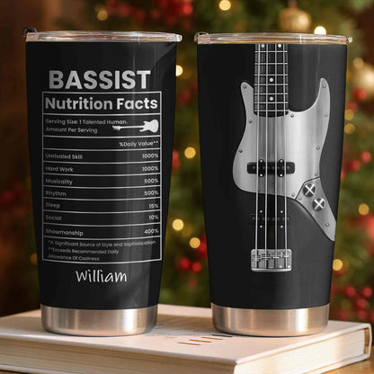 Bassist Nutrition Facts Tumbler for Dad with personalized design details for meaningful gifting image 8