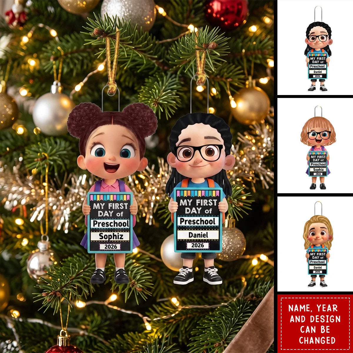 First Day of School Personalized Acrylic Ornament - Custom Back to School Keepsake Gift for Kids