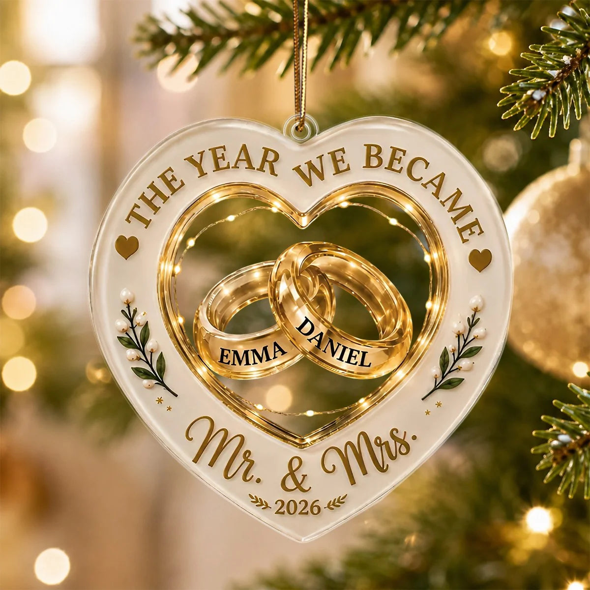 The Year We Became Mr and Mrs Personalized Ornament - Custom Couple Wedding Anniversary and First Christmas Gift