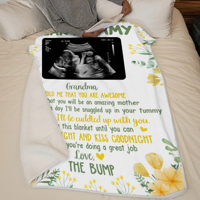"Soon I'll Be Cuddled Up With You" Personalized Baby Blanket - Keepsake for Expecting Moms
