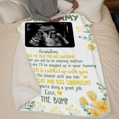 "Soon I'll Be Cuddled Up With You" Personalized Baby Blanket - Keepsake for Expecting Moms