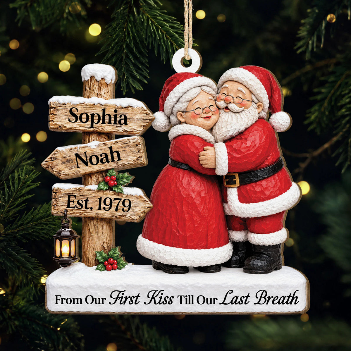 "From Our First Kiss Till Our Last Breath" Personalized Couple Ornament - Custom Christmas Keepsake Gift