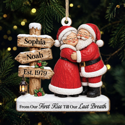"From Our First Kiss Till Our Last Breath" Personalized Couple Ornament - Custom Christmas Keepsake Gift