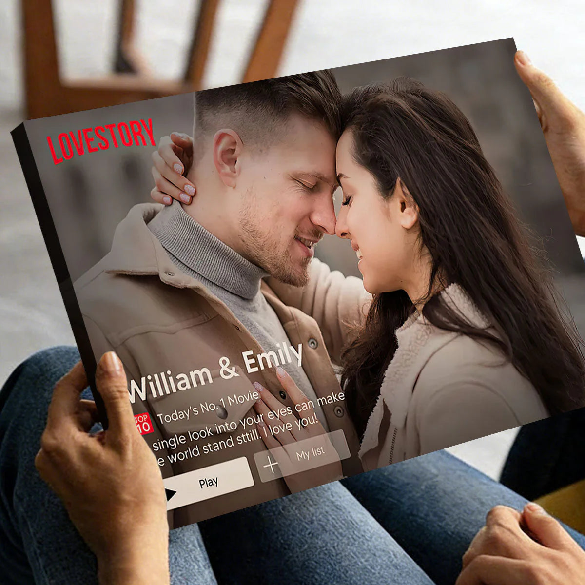 Custom love story photo canvas print with romantic couple portrait for anniversary gift image 8